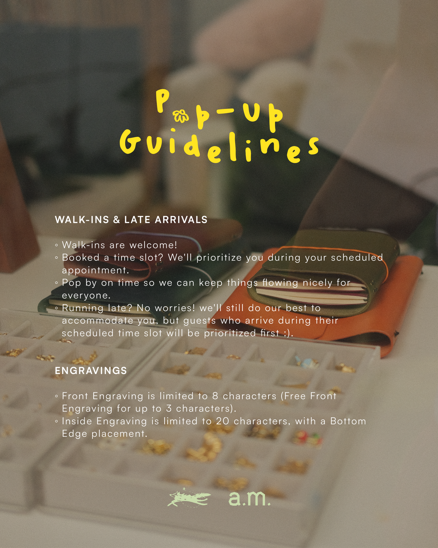 Leather Folio Customization Pop-Up Reservation